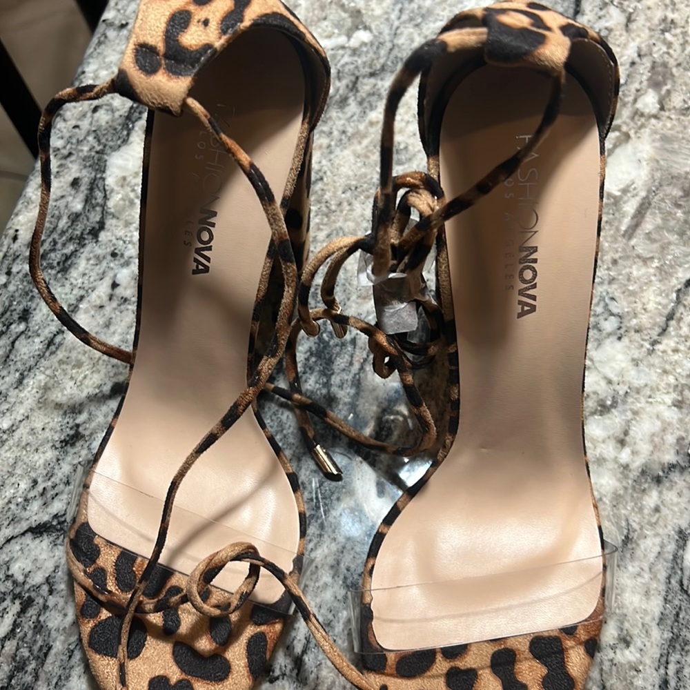 Leopard print block heel